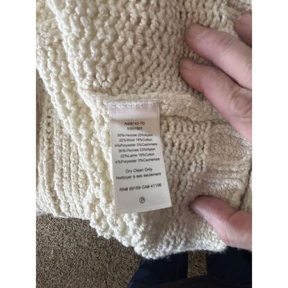 ATM Anthony Thomas Melillo Sweater Jacket Women’s Small Cream Open Knit Hooded - Picture 6 of 6